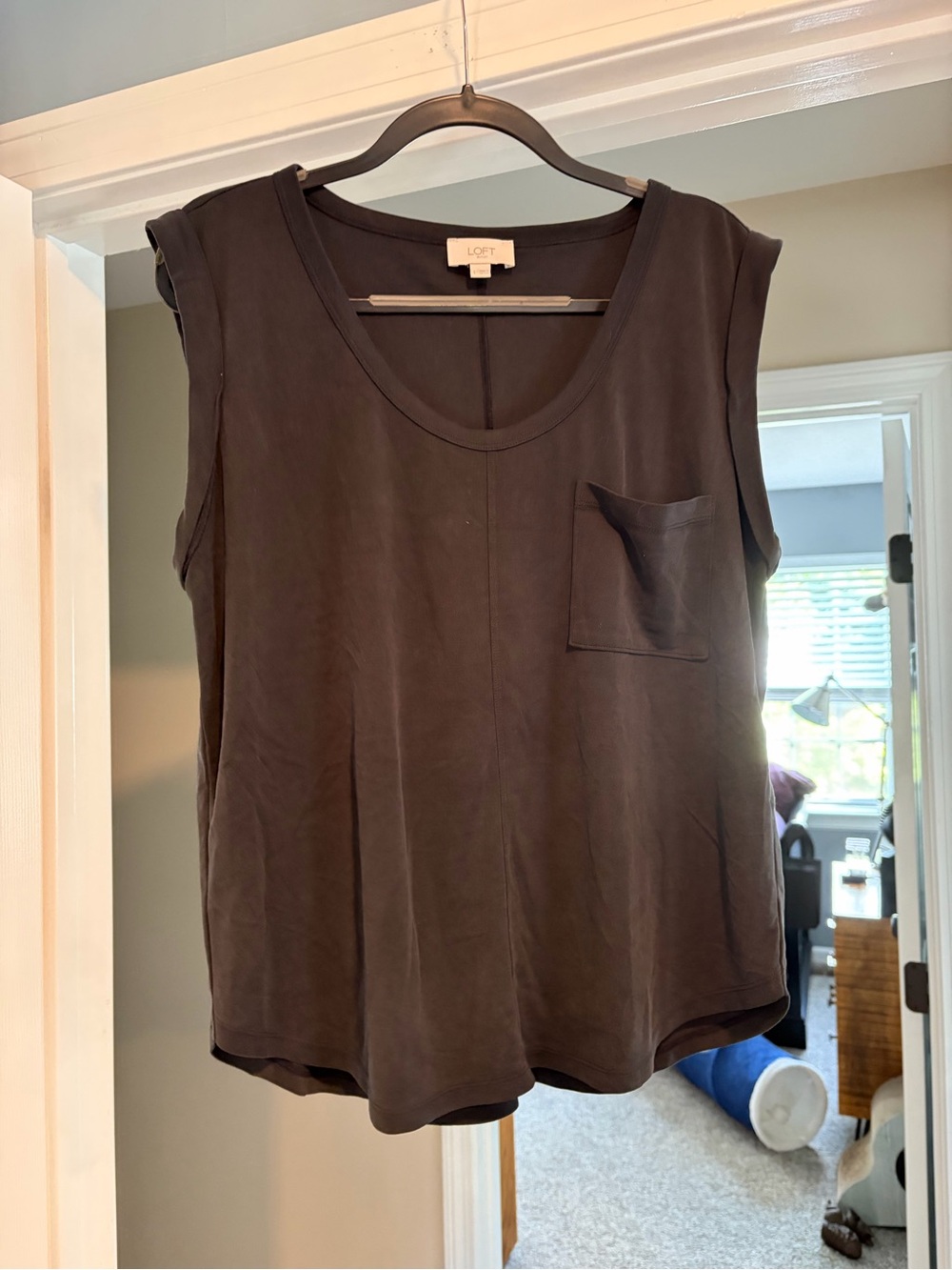 LOFT Black Sleeveless Pocket Tee